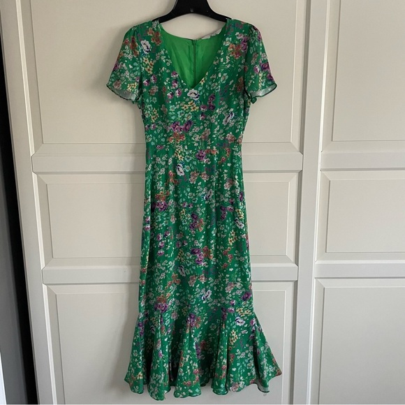 LaRoque Barrett Green Meadow Floral Print V-neck Midi Dress 22778 - Picture 3 of 12